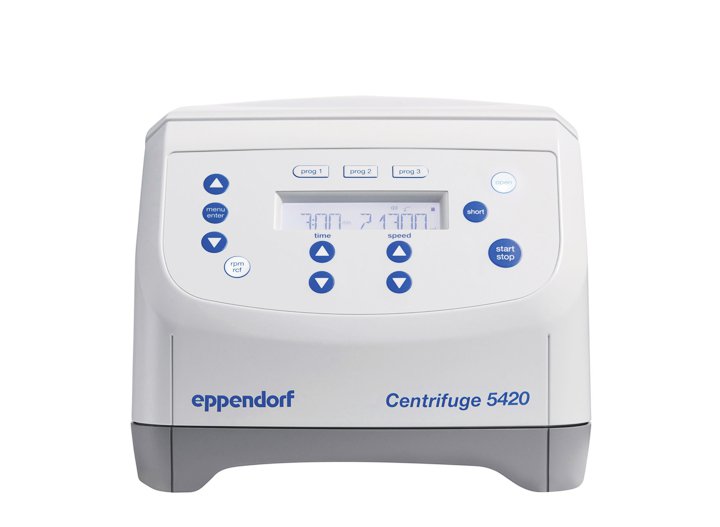 Centrifuge 5420 Die neue Eppendorf Centrifuge 5420 ist für alle modernen molekularbiologischen Anwendungen prädistiniert. Durch den weichen Ein-Finger-Verschluss zur ergonomischen Deckelverriegelung bietet sie höchsten Komfort. 