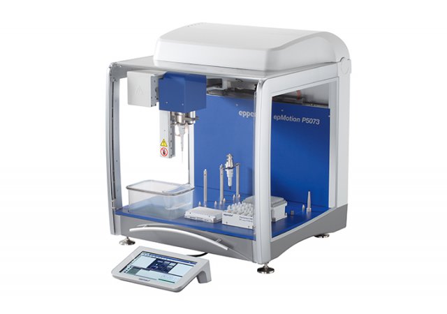 Automated pipetting system for cell culture applications with touch-control panel. 